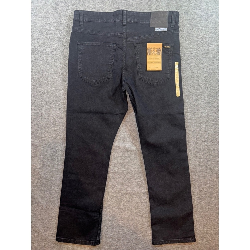 Volcom Mens Solver Modern Straight Stretch Denim Black Jeans Dark Wash 34x30 NEW - Picture 8 of 9